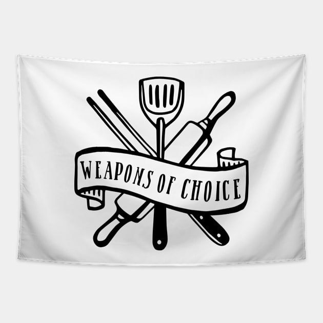 Kitchen Series: Weapons of Choice Tapestry by Jarecrow 