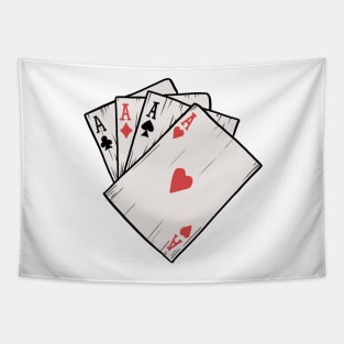 Traditional Tattoo Four Aces Playing Card Game Tapestry