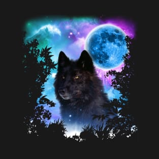 Black Wolf MidNight Forest T-Shirt