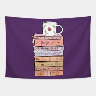 Pile Of Books With a Mug On It Tapestry