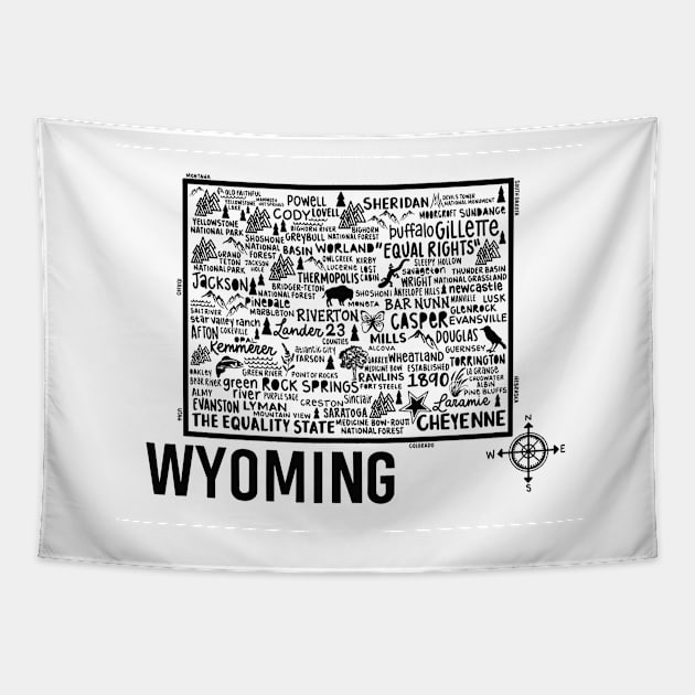 Wyoming Map Tapestry by fiberandgloss