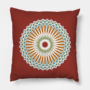 Orange Flower Arabic Tiles Pillow