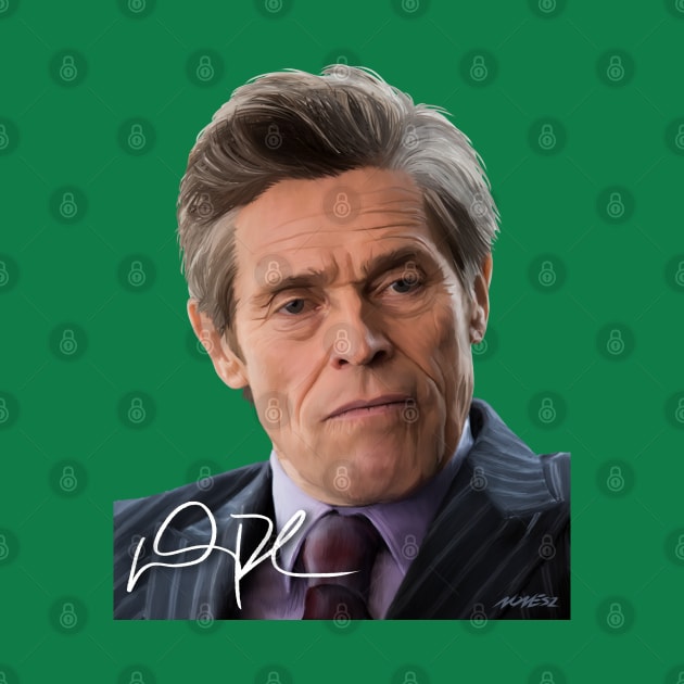 Willem Dafoe Signed Portrait by Nonesz Workshop