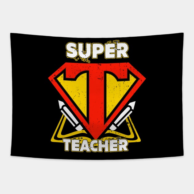 Superhero Teacher TShirt Teaching Tapestry by danieldamssm