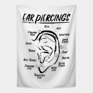 Ink Ear Piercing Chart Tapestry