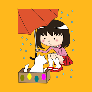 THE CAT AND GIRL IN THE RAIN T-Shirt