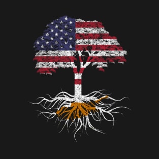 American Grown with Cypriot Roots USA Flag T-Shirt