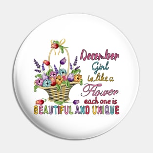 December Girl - Flower Basket Pin