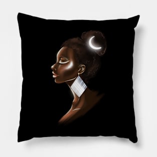 Black Woman African Moon Goddess Illustration Pillow