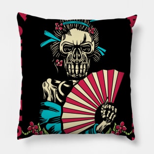 geisha skull Pillow