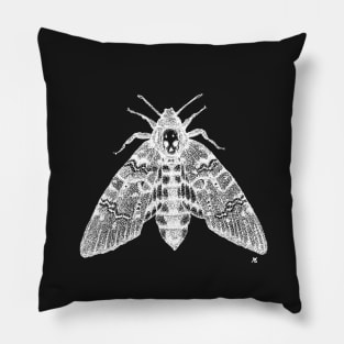 Dotwork Death's-head Hawk-moth (White) Pillow