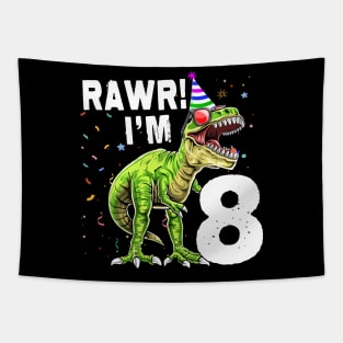 Kids 8 Rex 8th Birthday Shirt Third Dinosaur 8 Year Old Tapestry