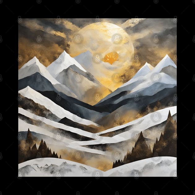 Golden Sun over Mountain Peaks by Alihassan-Art