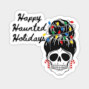 Happy Haunted Holidays Christmas Skeleton Winter Magnet