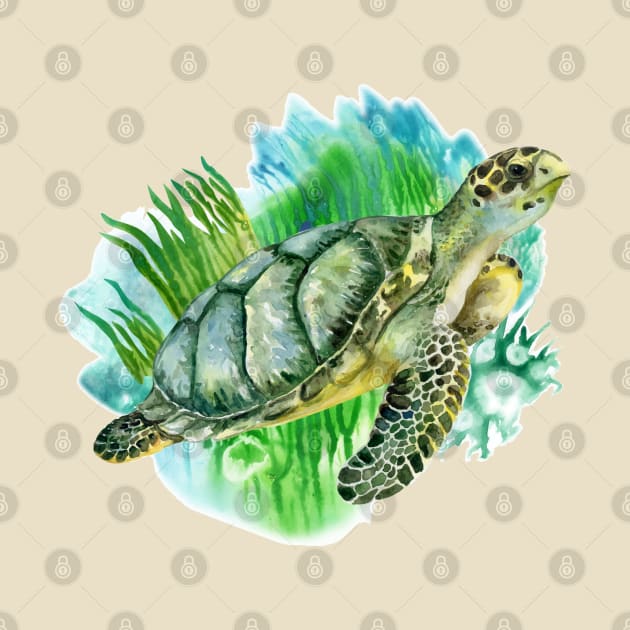 Sea Green turtle seaweed by Mako Design 