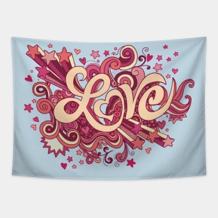 Super Seventies Psychedelic Love Explosion Graphic Tapestry