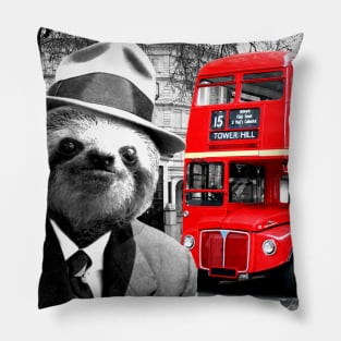 Sloth in London - Print / Home Decor / Wall Art / Poster / Gift / Birthday / Sloth Lover Gift / Animal print Canvas Print Pillow