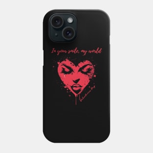 In your smile, my world. A Valentines Day Celebration Quote With Heart-Shaped Woman Phone Case