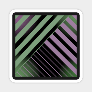 Green and Pink Stripes on Black Magnet