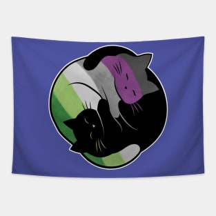 Aroace Yin Yang Cat LGBT Asexual Aromantic Pride Flag Tapestry