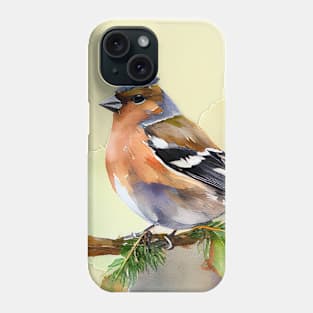 Watercolor Chaffinch on a twig Phone Case