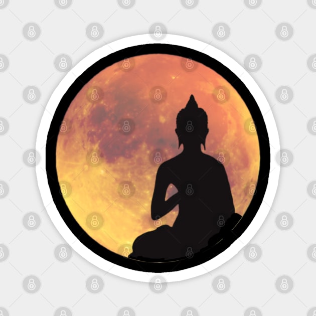 Full Moon and Buddha Silhouette Magnet by Apathecary