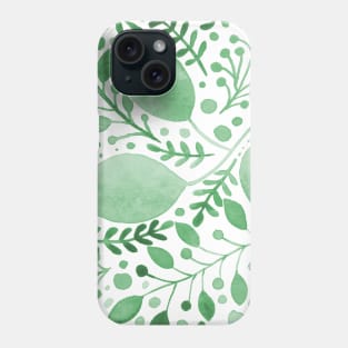 Green watercolor leaves Phone Case