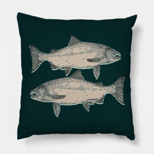 2 Sideways Silver Salmon ' Pillow