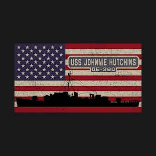 Johnnie Hutchins, DE-360 Destroyer Escort Ship Diagram USA American Flag Gift T-Shirt