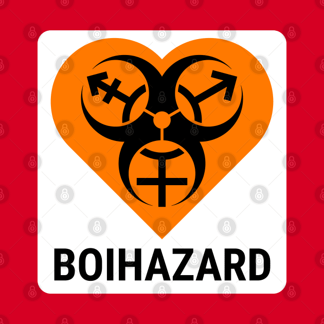 "BOI HAZARD" Heart - Label Style - Safety Orange by GenderConcepts