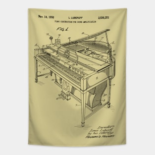 Piano Player Gifts - 1950 Grand Piano Patent Print Tapestry