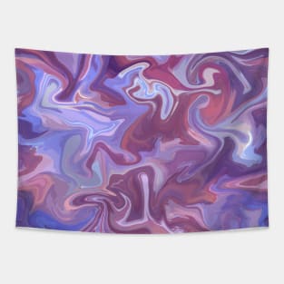 Fantasy Unicorn Silk Marble - Lilac Purple, Cornflower Blue, and Soft Pink Liquid Paint Pattern Tapestry