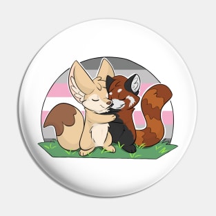 Demigirl - Fennec Fox + Red Panda Hug Pin