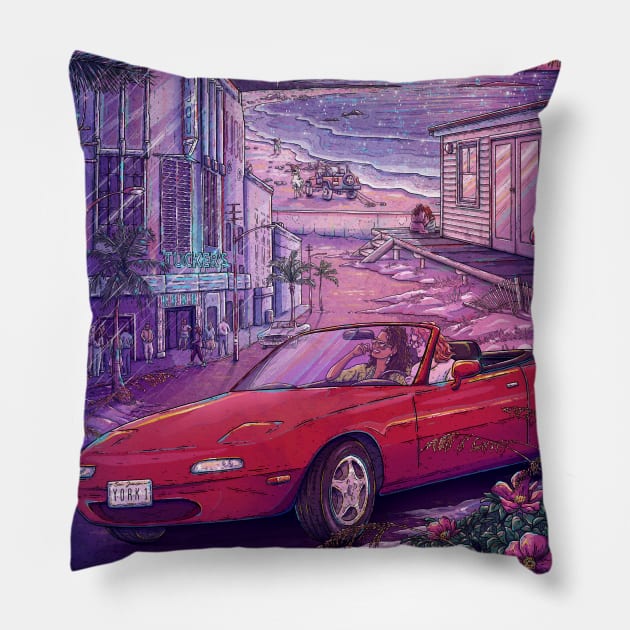 San Junipero Pillow by TaylorRoseMakesArt