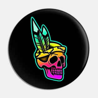 colorful native skull Pin