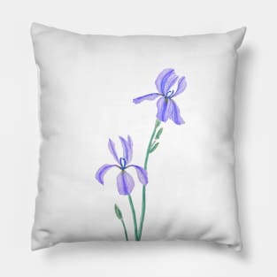 two elegant purple iris watercolor Pillow