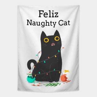 Feliz Naughty Cat Funny Christmas Navidad Tapestry