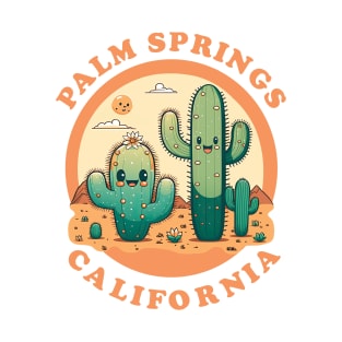 Palm Springs California Cute Kawaii Desert Cactus Couple T-Shirt