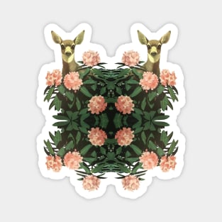 Deers Retro Vintage Floral Pattern Magnet