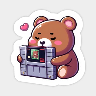 Cute retro video game lover bear Kawaii Magnet