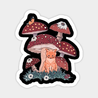 Cat and Mushroom Magnet