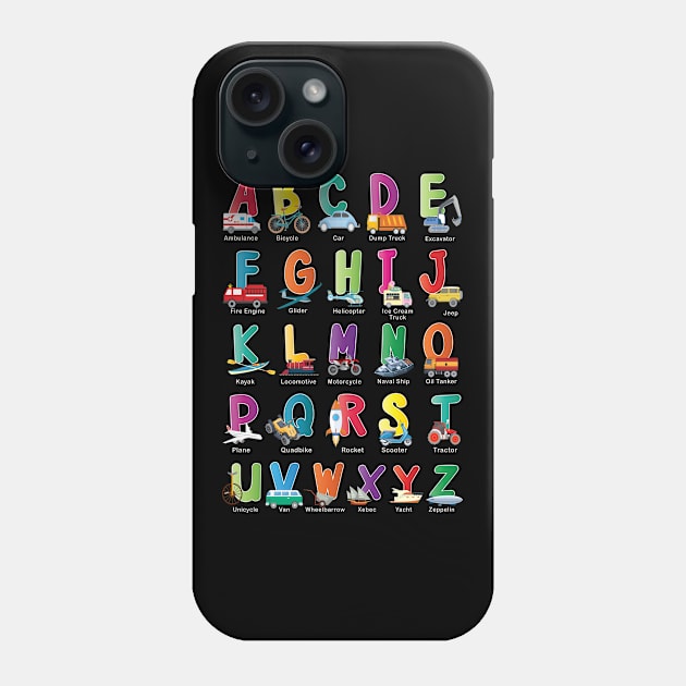 Alphabet Transport Learning ABC Car Bus Truck Phone Case by cranko