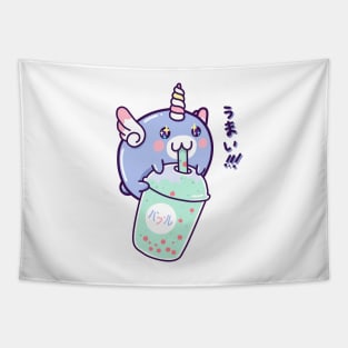 Kawaii Unicorn Bubble Tea Tapestry