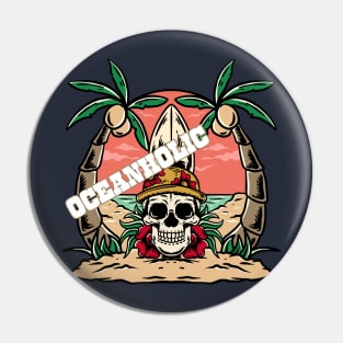 "Oceanoholic" Beach and Surf Design Pin