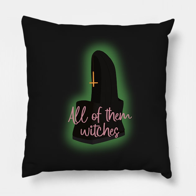 All them witches horror crib Pillow by Hellbender Creations