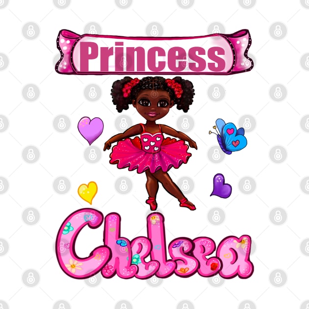 Princess Name Chelsea Personalized girls African American Ballerina Ballet by Artonmytee