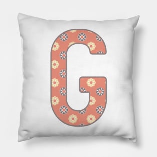 MONOGRAM LETTER G PINK FLORAL TYPOGRAPHY DESIGN Pillow