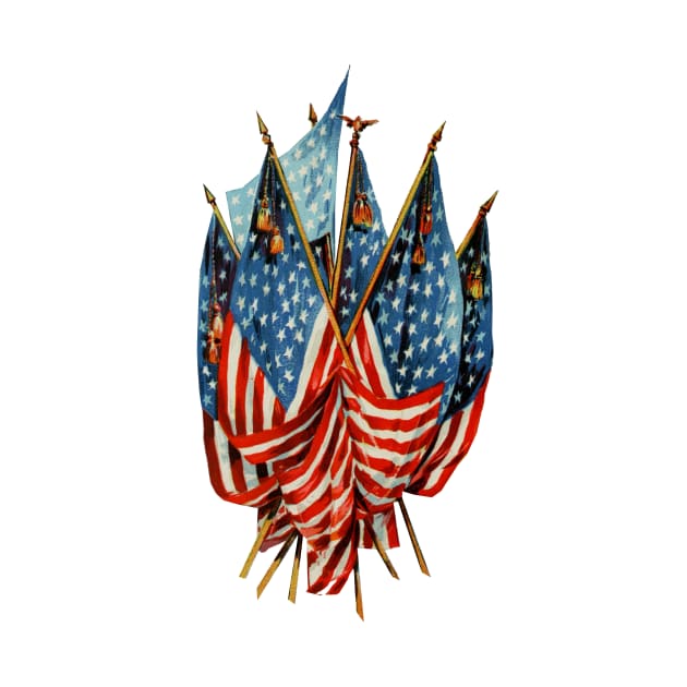 Vintage American Flags by MasterpieceCafe