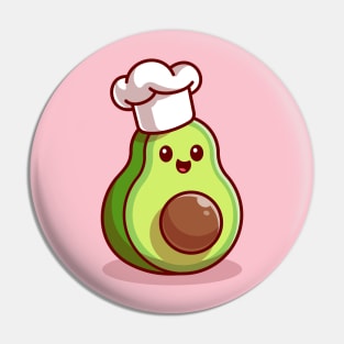 Cute Avocado Chef Cartoon Pin