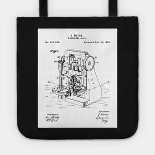 Bullet Machine Patent - Gun Enthusiast Firearms Shop Art - White Tote